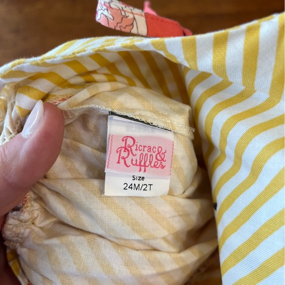 Ricrac & Ruffles yellow striped coral floral bubble size 24 months 2T - Picture 3 of 3